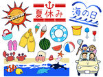 夏日海滩度假元素贴纸