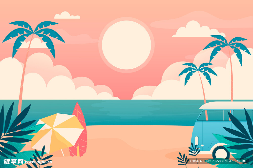 夏日海滩插图