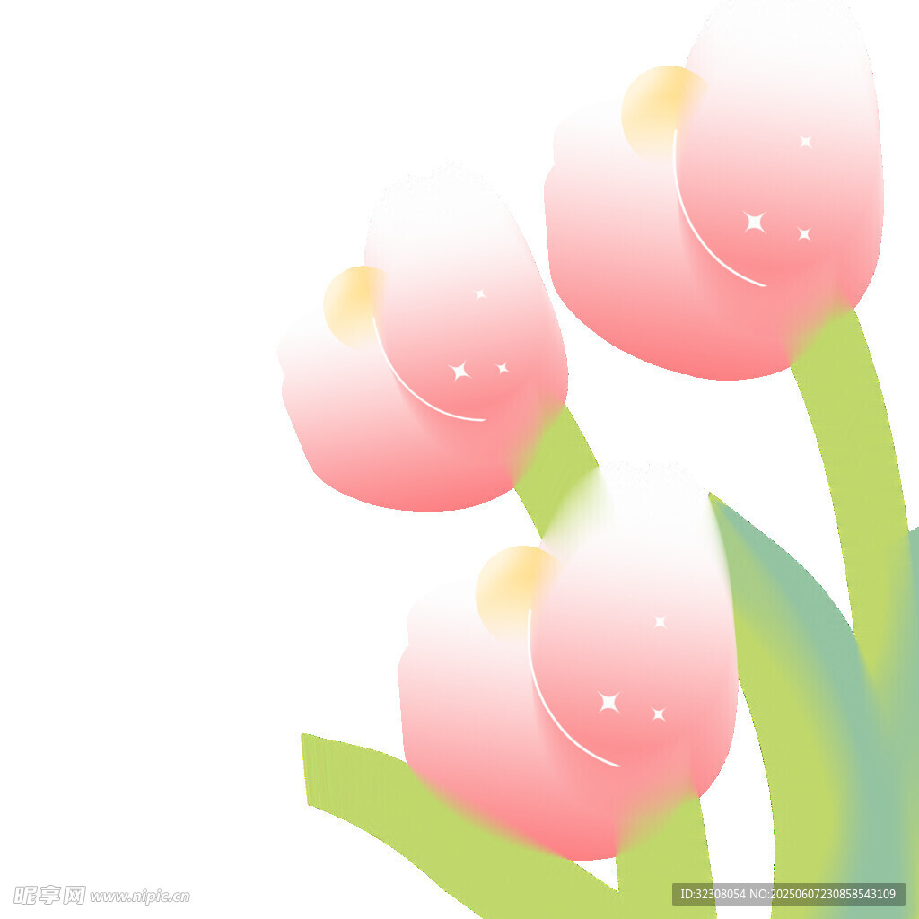 三朵可爱粉色花朵插画