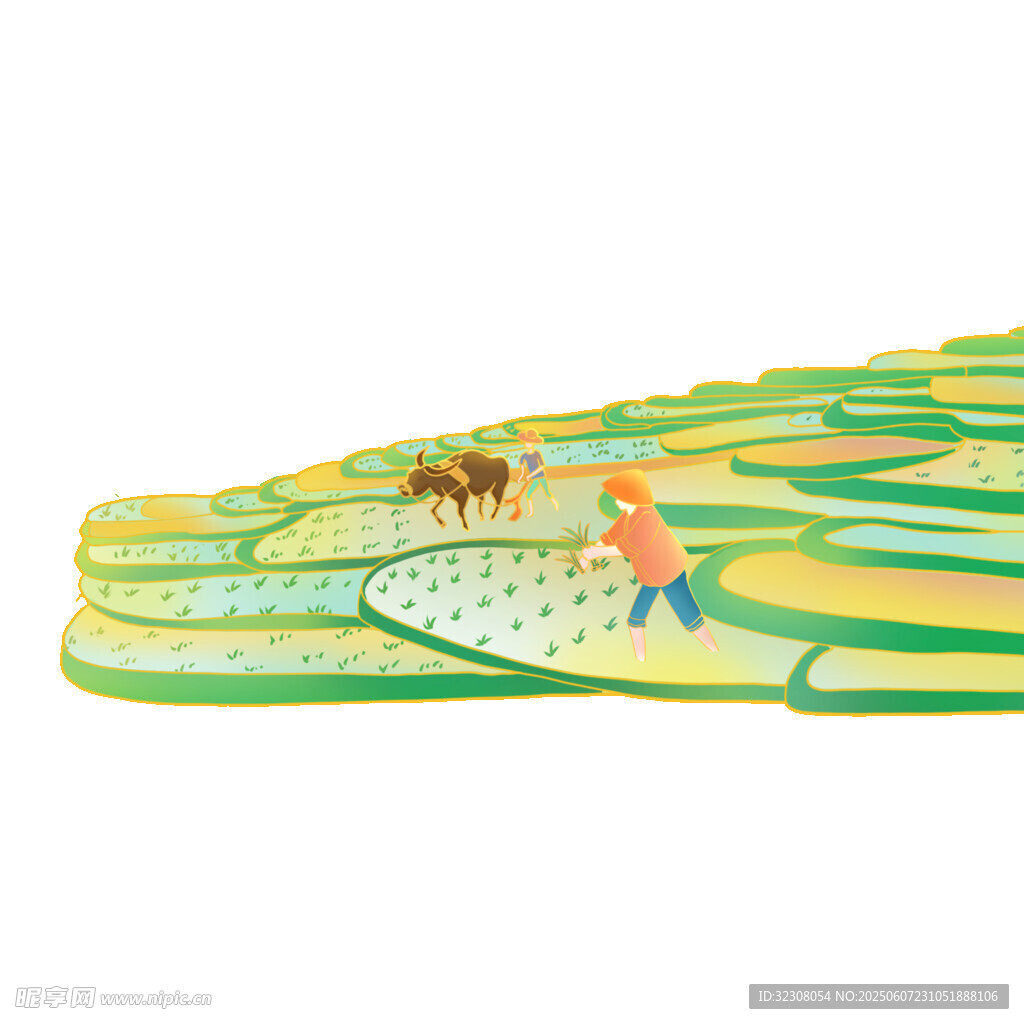 田园农耕场景插画