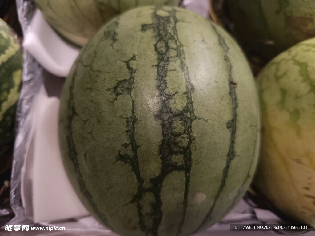 新鲜条纹西瓜待售