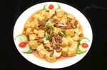 牛肉炒馒头丁美食特写