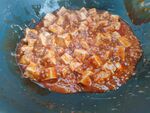 锅中烹饪的美味豆腐块