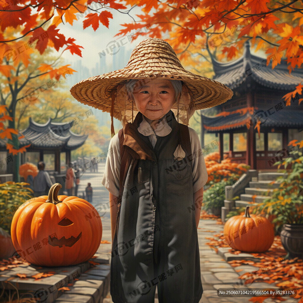 把一个草帽老头作为主题