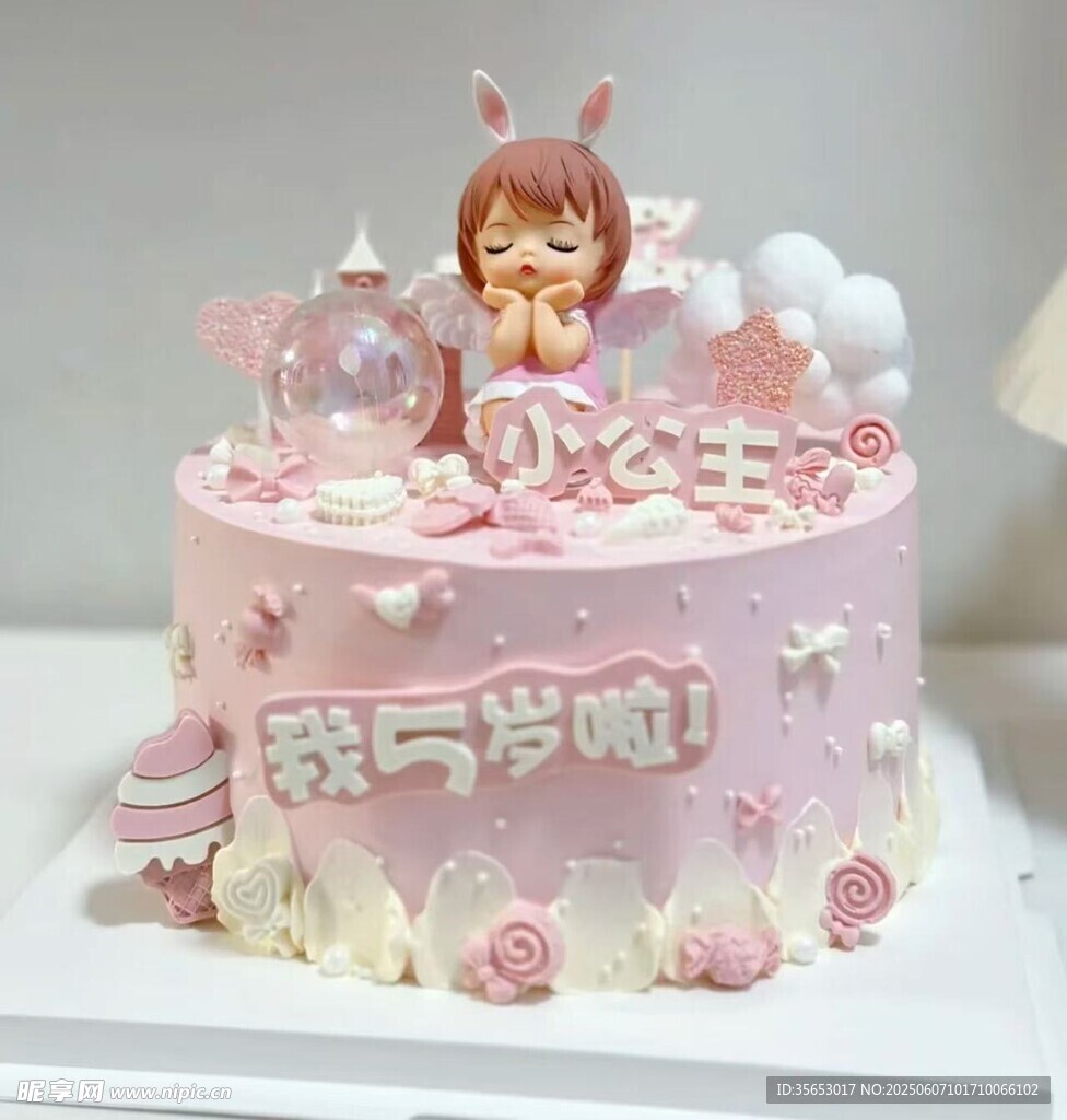 可爱女孩主题粉色生日蛋糕