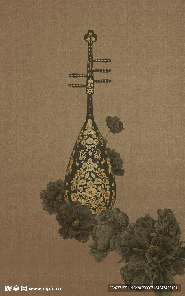 古典琵琶插画艺术作品