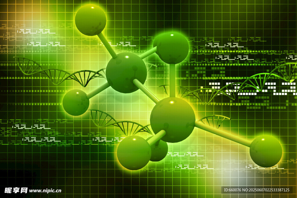 绿色分子结构科技背景图