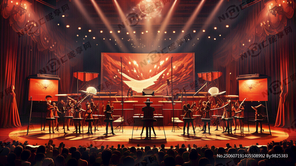 生成一个红色演出背景