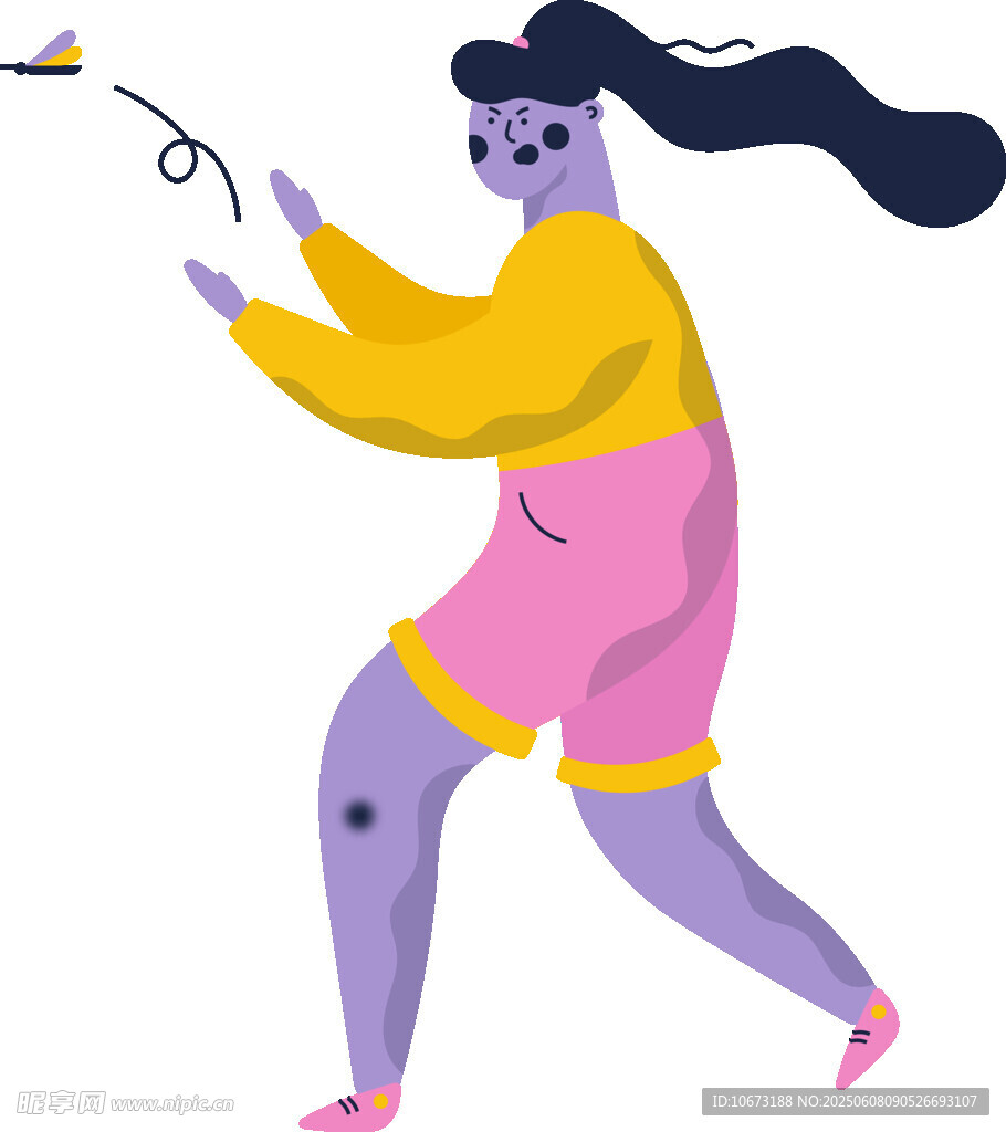 女孩欢快跳绳瞬间