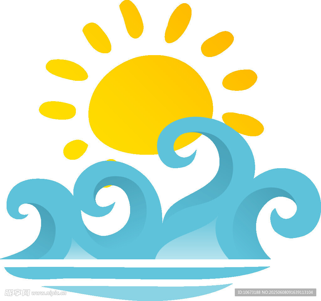 夏日海浪与阳光图标