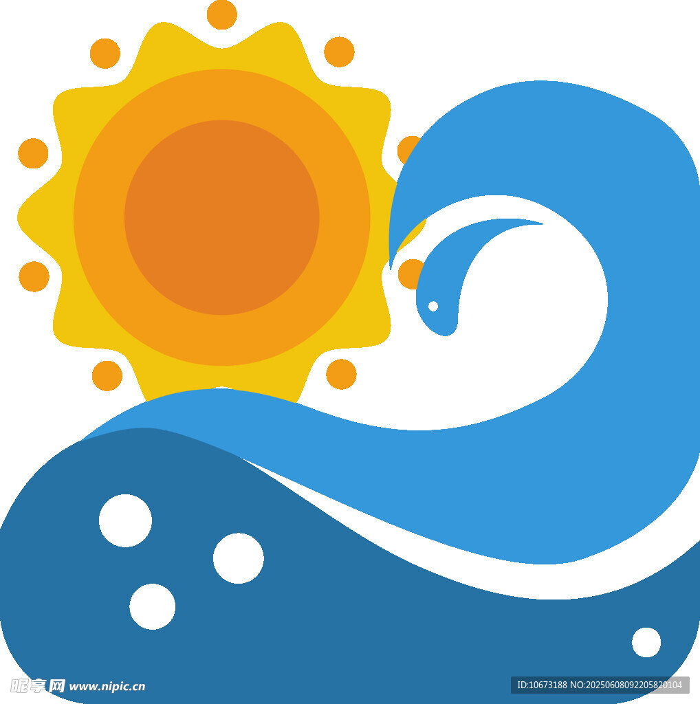 夏日海浪与阳光图标