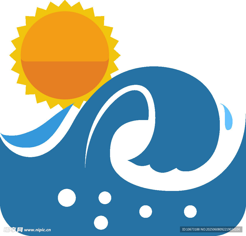 夏日海浪与阳光图标