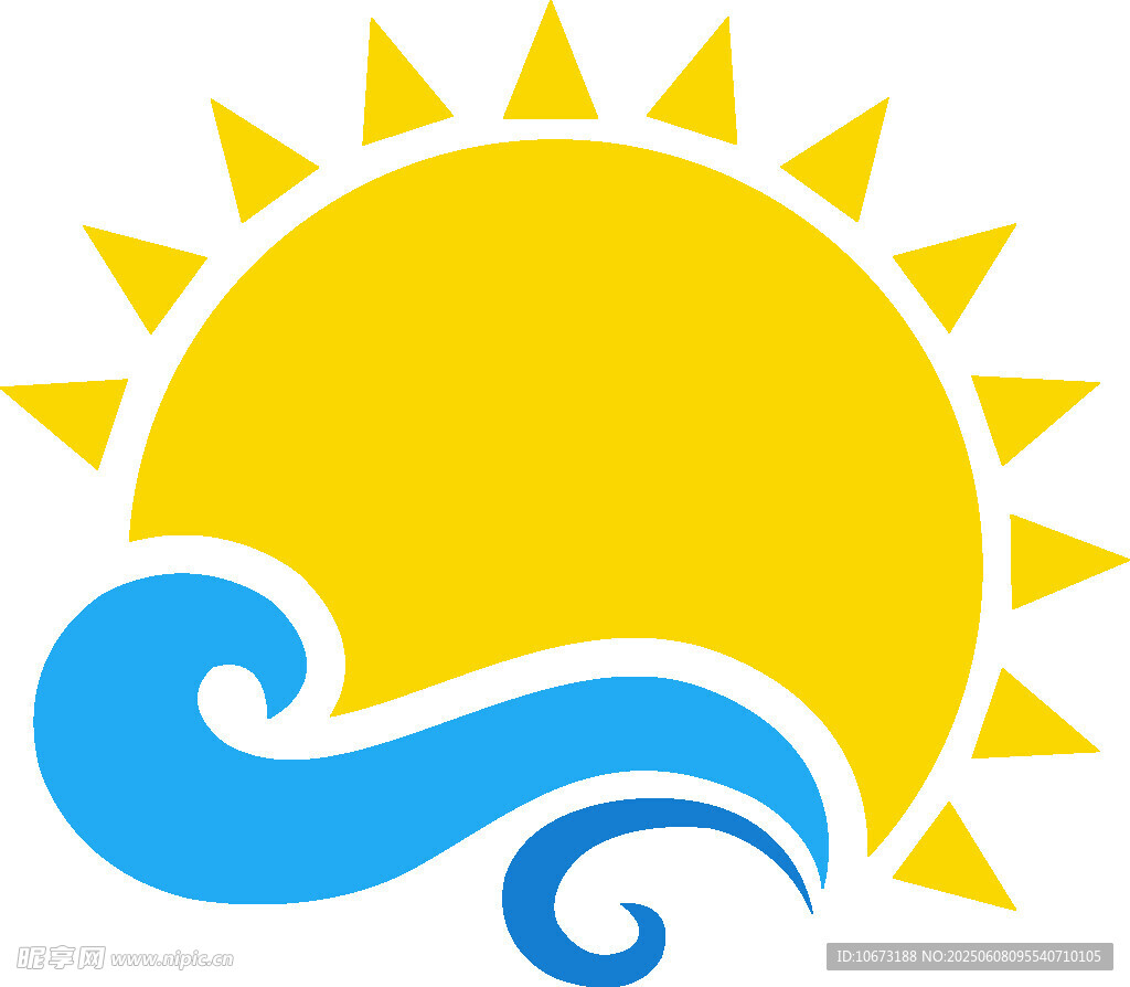 夏日海浪太阳标志图案