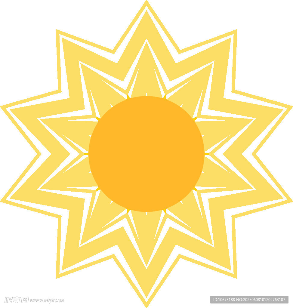 黄色星形太阳图标