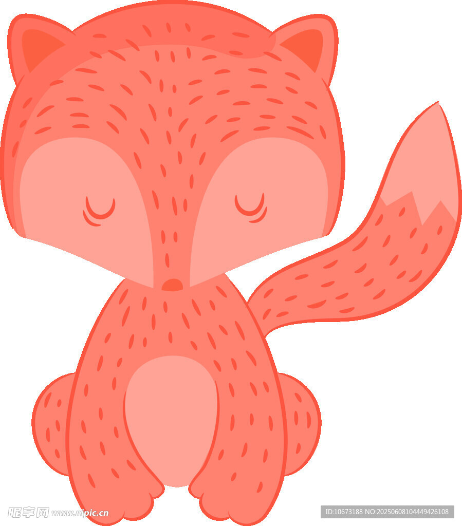 可爱闭眼小狐狸插画