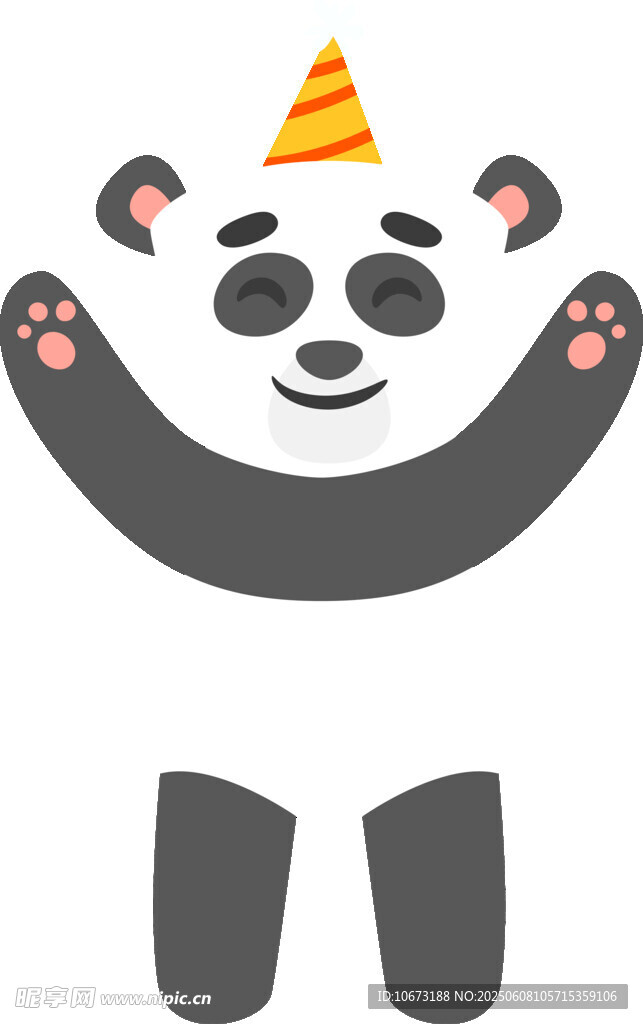 戴帽熊猫卡通部件