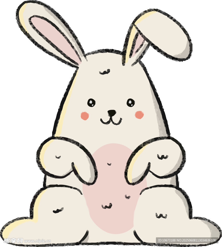 可爱坐姿小兔子插画