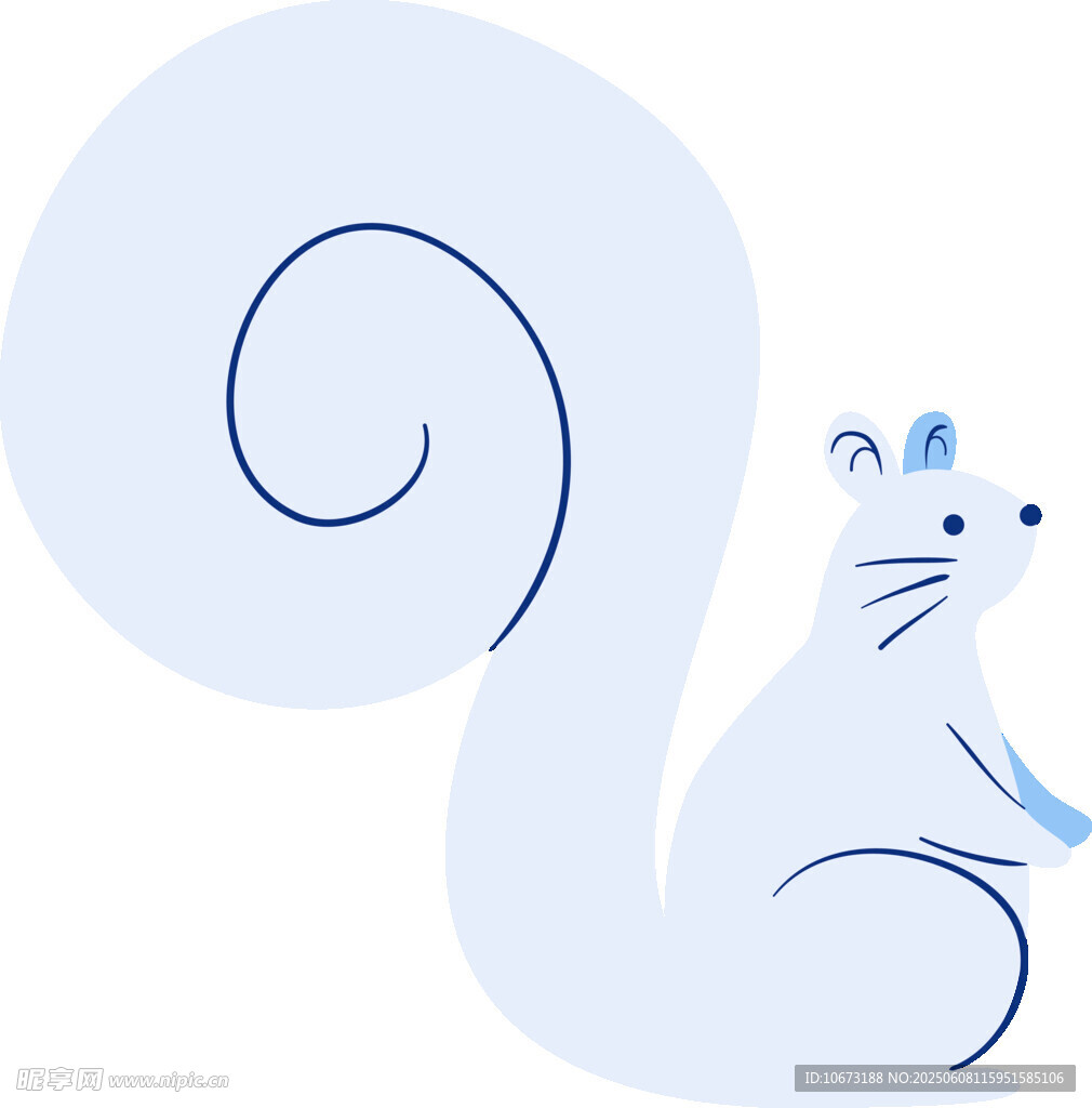 可爱蓝松鼠插画