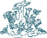 中式山水植物图案插画