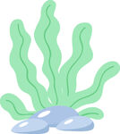 海底水草与石头插画