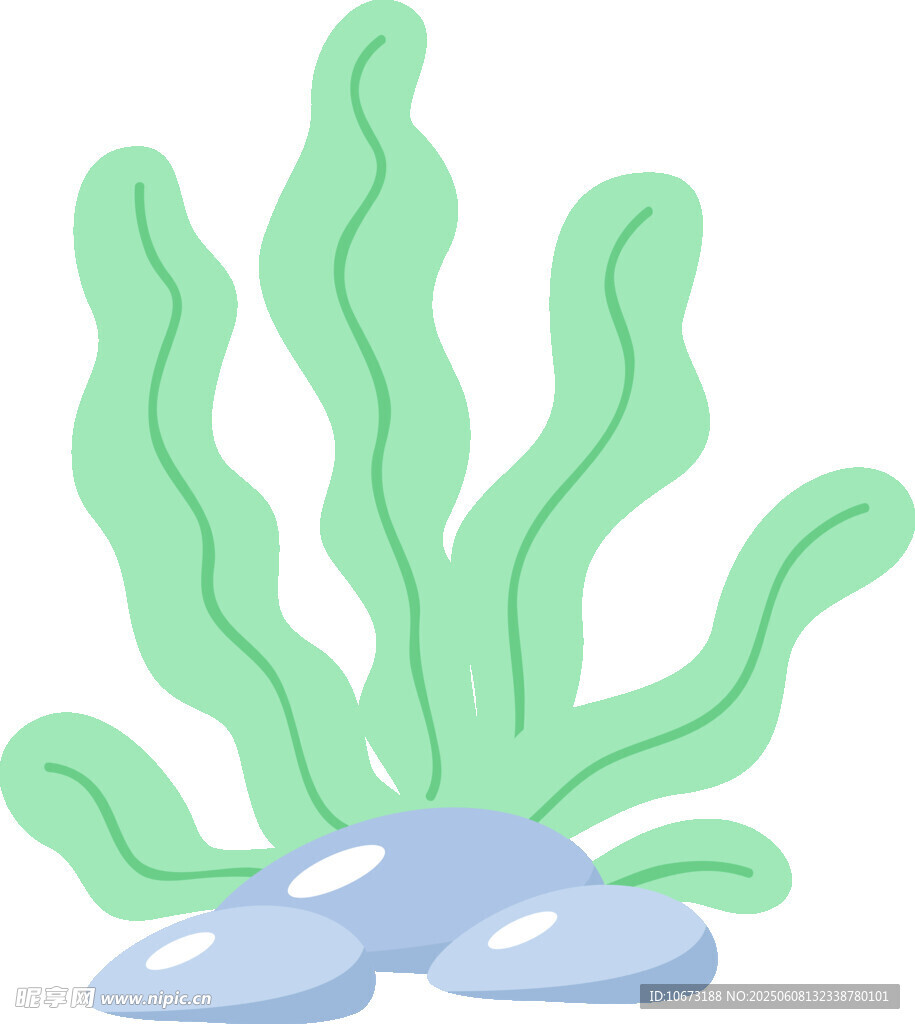 海底水草与石头插画