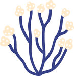 蓝色枝丫花朵插画图案