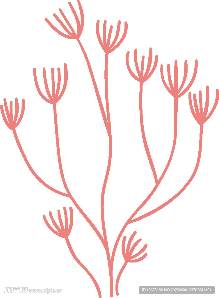 简约粉色植物线条插画