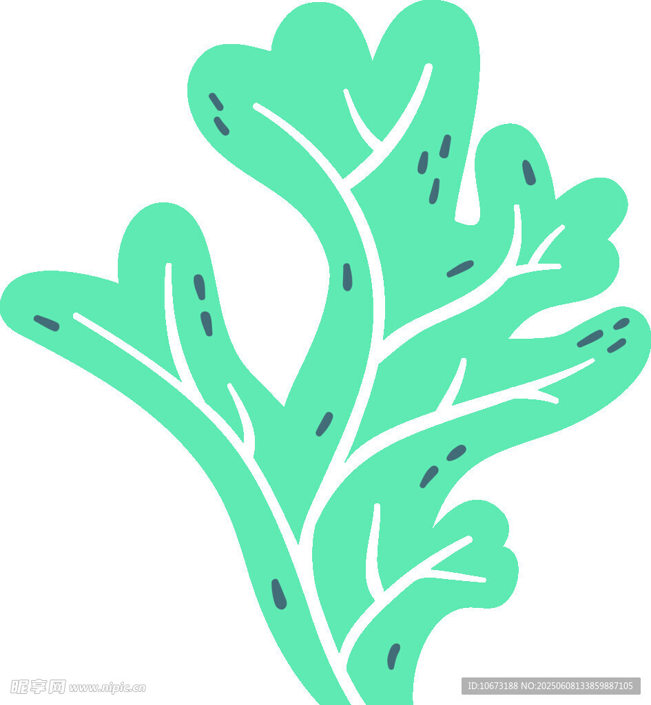 手绘绿色海草图案元素