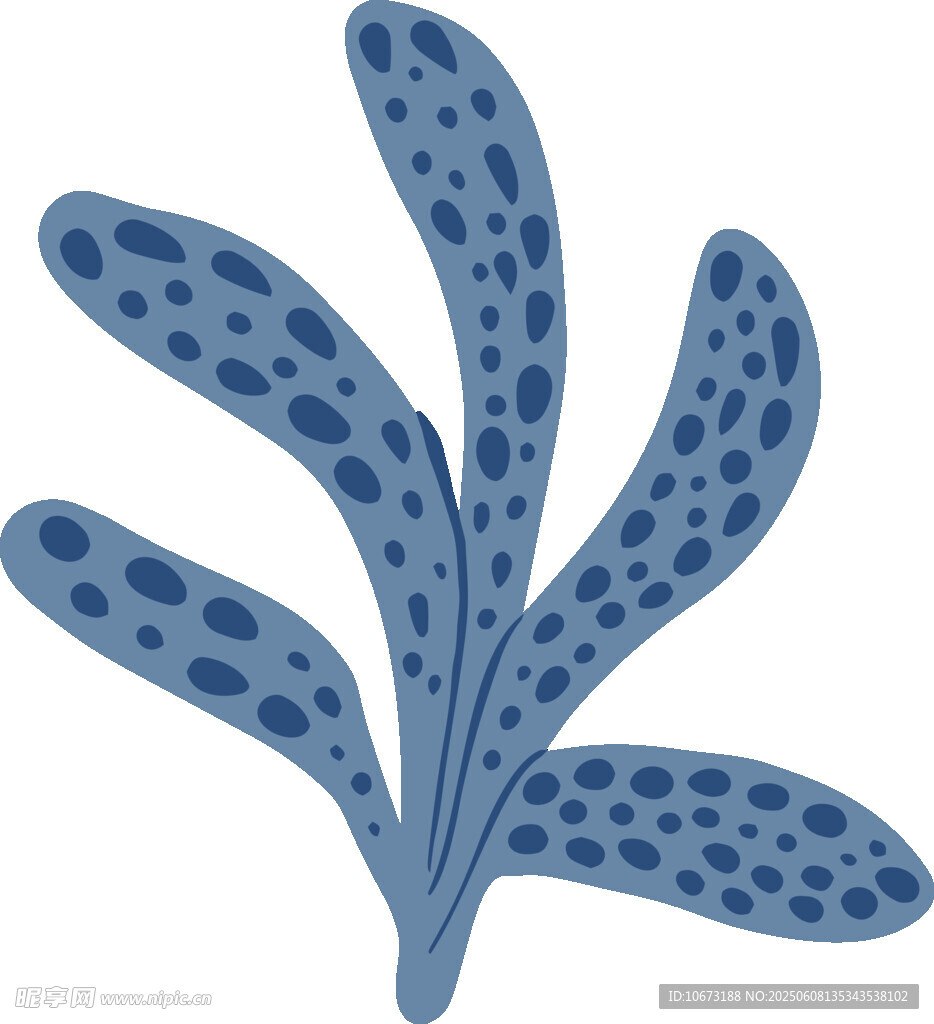 蓝色斑点海草插画
