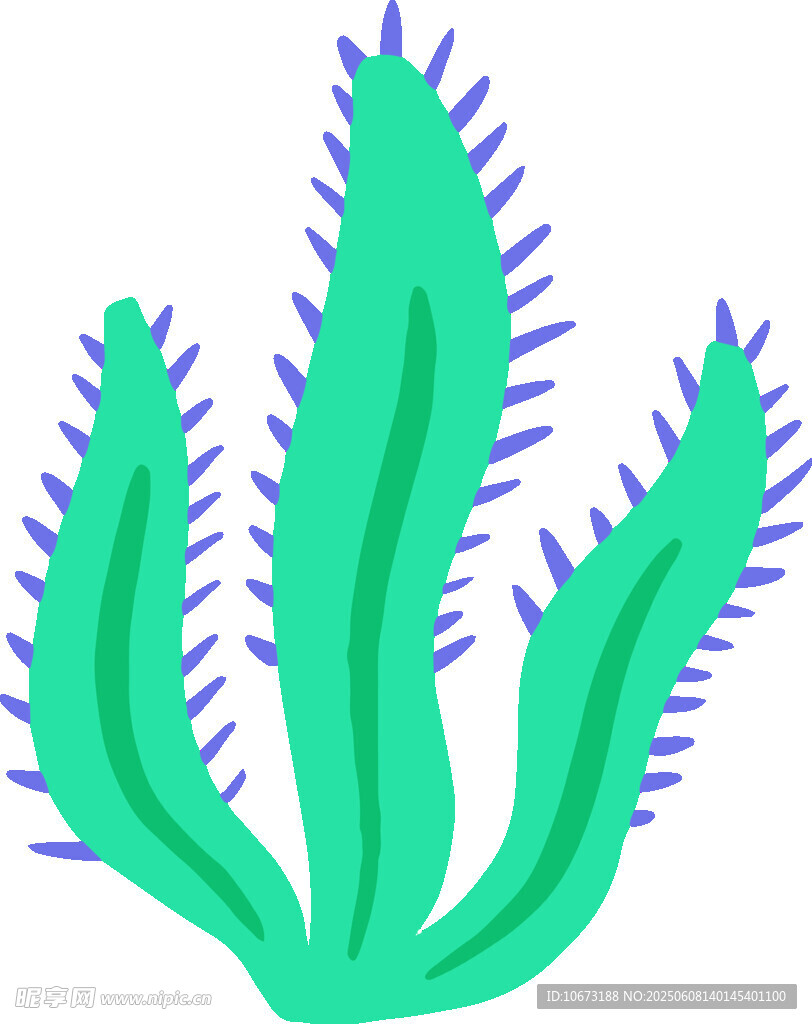 卡通绿色带刺仙人掌植物