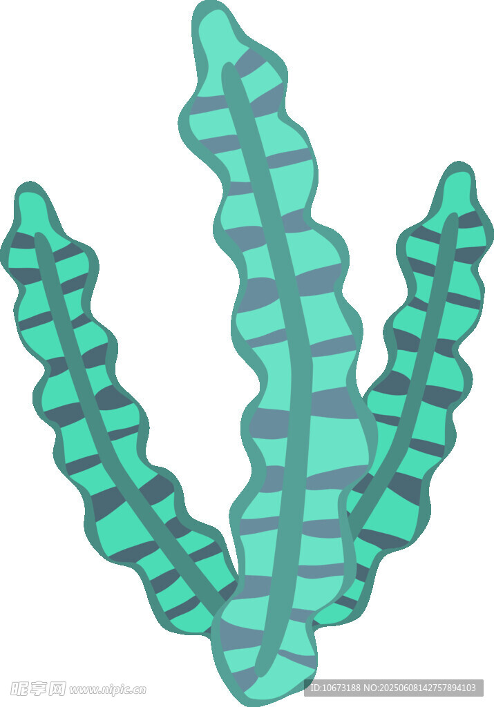 绿色条纹状海草插画
