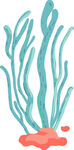 海底蓝绿海草插画