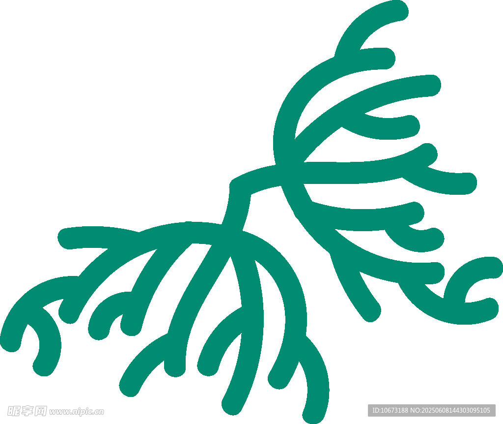 绿色分叉植物图案元素