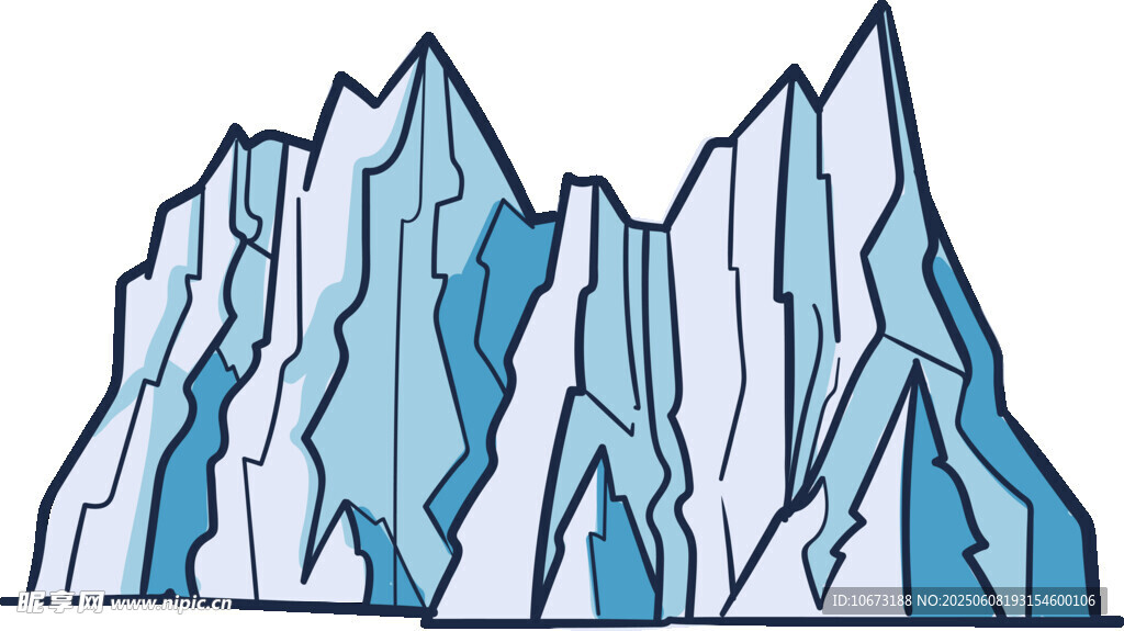 卡通风格的冰雪山峰