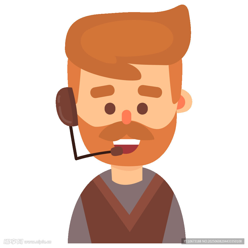 男性客服人员头像插画