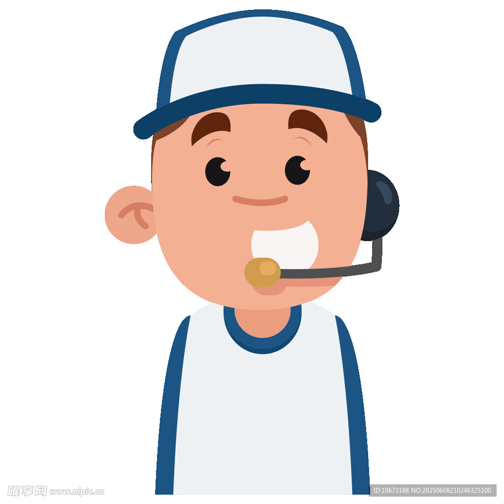 戴耳麦的棒球男孩形象