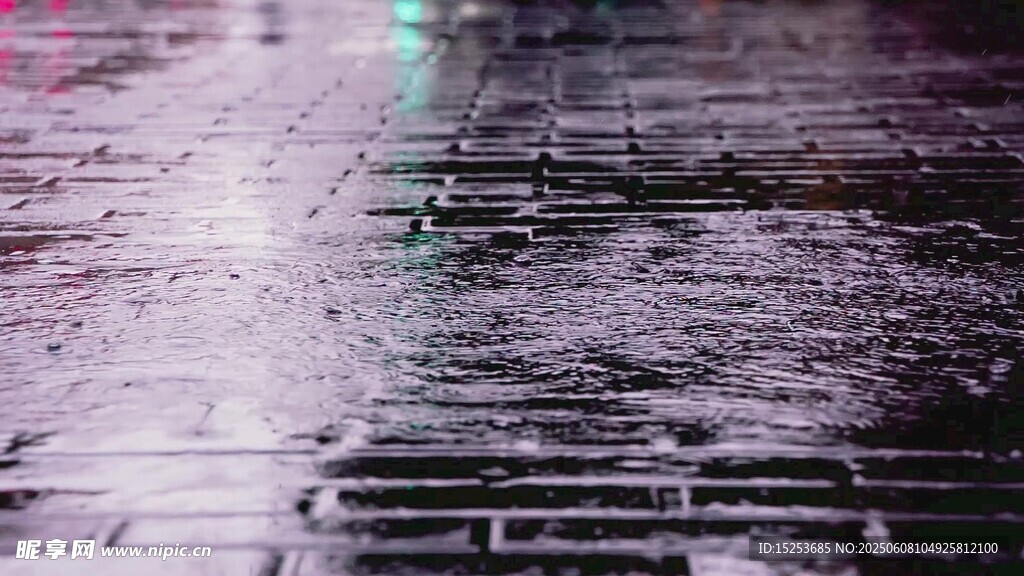 雨后湿漉漉的砖石路面