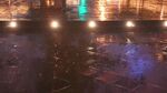 雨夜地面灯光映照景象