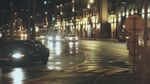 雨夜城市街道的静谧景象