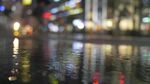 雨夜城市街道积水倒影