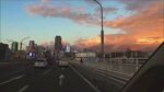 黄昏时城市道路行车景象