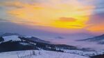 冬日雪野绚丽日落美景
