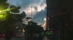 城市黄昏街景朦胧夜色