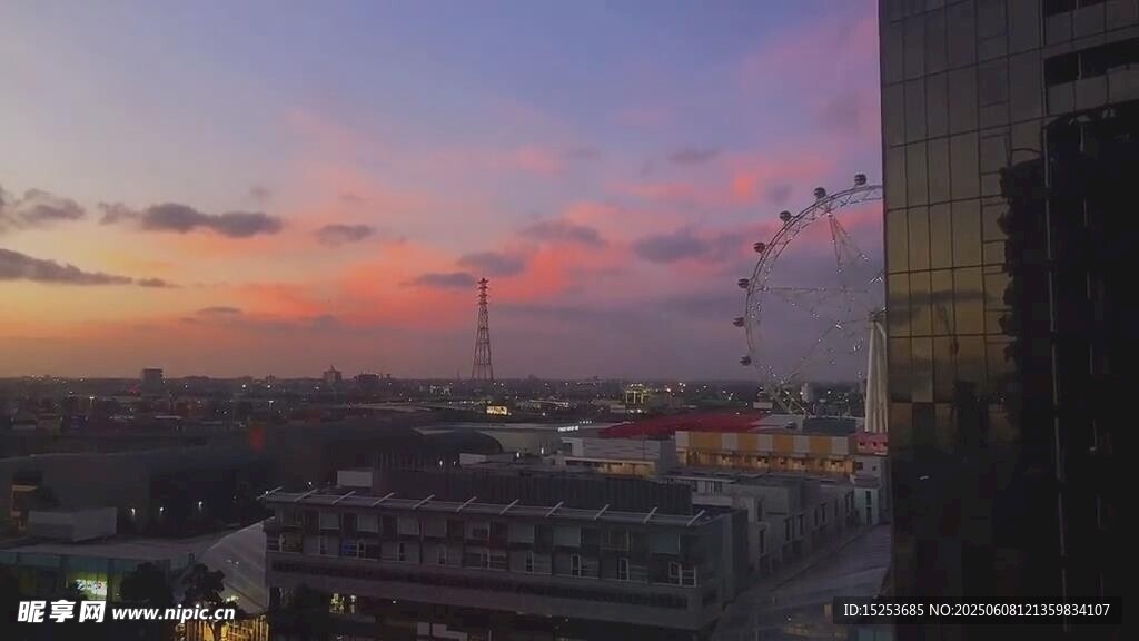 城市黄昏天际线美丽景观
