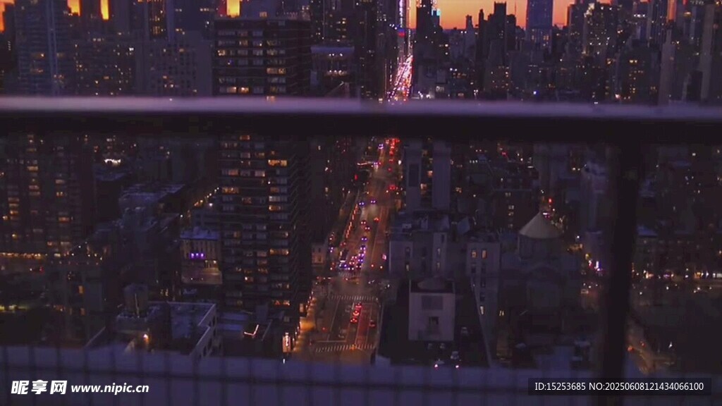 城市黄昏夜景俯瞰图