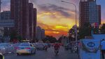 城市黄昏交通景象