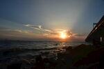 日落夕阳黄昏海边跨海大桥