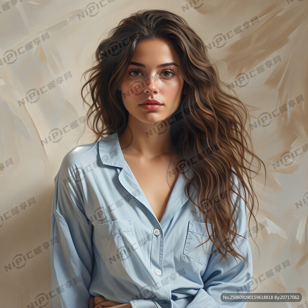 棕色头发的西方美女 正面稍侧身