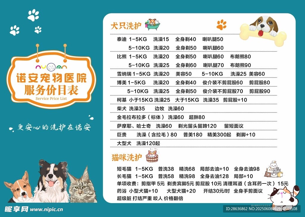 宠物店价格表