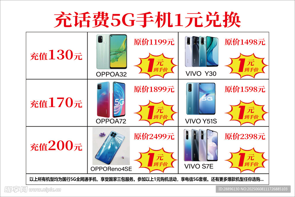 5G手机话费兑换优惠展示